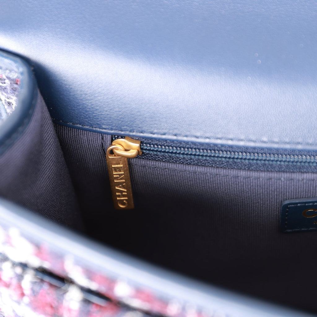 CHANEL Minaudière Gold CHARMS Mini Flap Bag Leather Tweed *LTD ED*  A69900Y09339