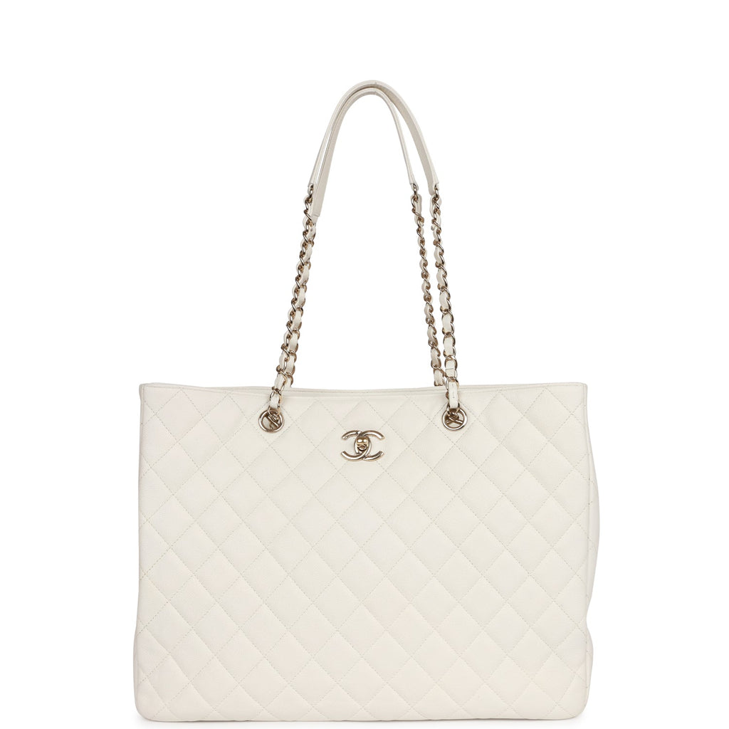 Pre-owned Chanel Large Classic Timeless Tote White Caviar Light Gold H –  Madison Avenue Couture