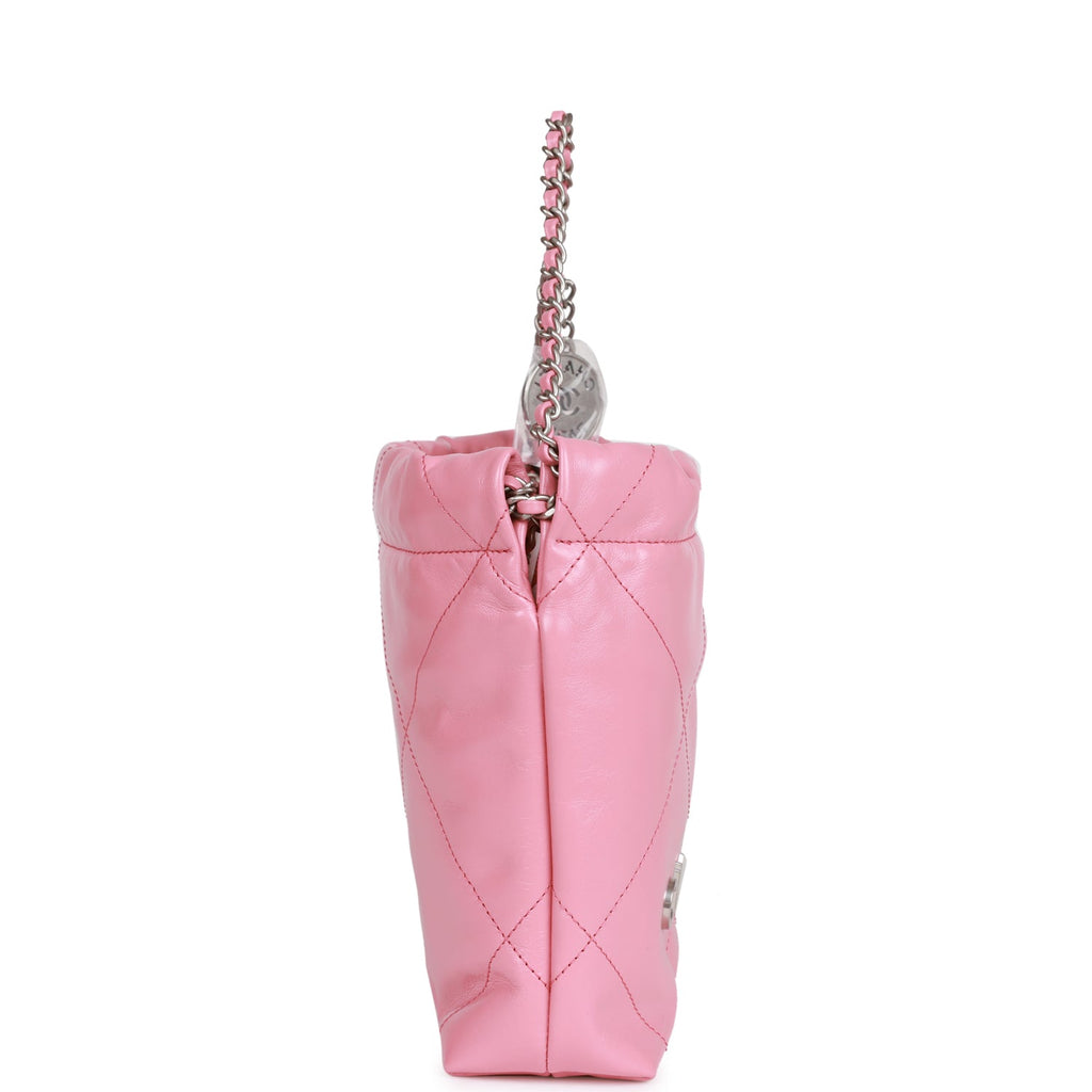 Chanel Mini 22 Bag Pink Calfskin Silver Hardware
