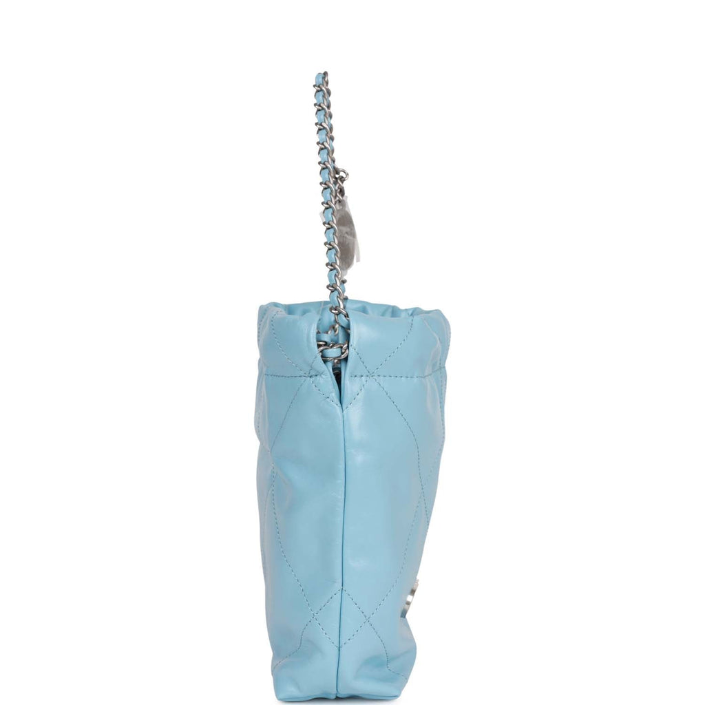 Chanel Mini 22 Bag Light Blue Calfskin Silver Hardware – Madison Avenue  Couture
