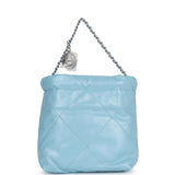 Chanel Mini 22 Bag Light Blue Calfskin Silver Hardware