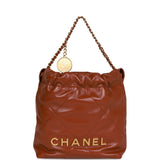 Chanel Mini 22 Bag Brown Calfskin Gold Hardware