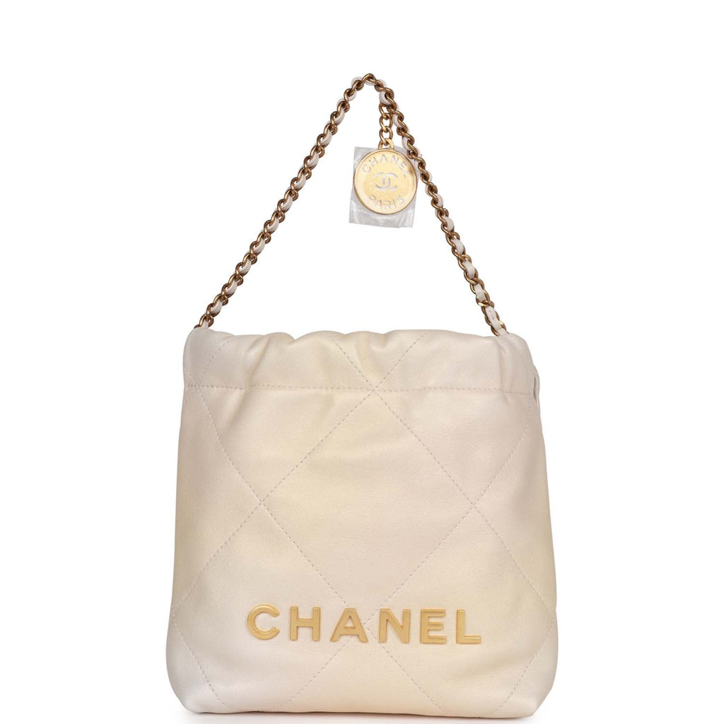 Chanel Mini 22 Bag Champagne Iridescent Calfskin Gold Hardware – Madison  Avenue Couture