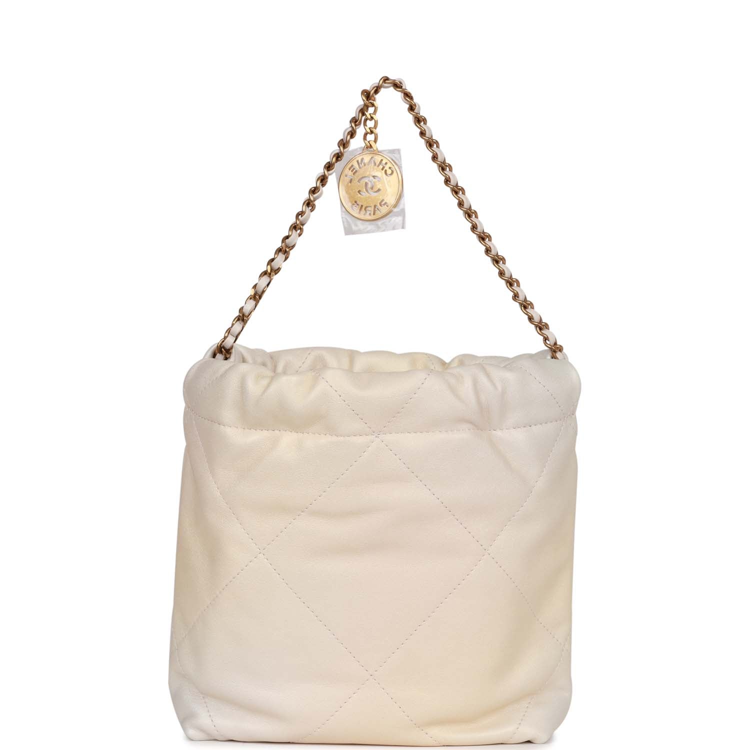BOBBIN SHOULDER BAG 32 IN WHITE MIX BRONZE BROWN CALFSKIN WITH GOLD HARDWARE main image 1