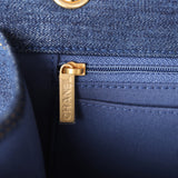 Chanel Square Flap Backpack Blue Denim Antique Gold Hardware