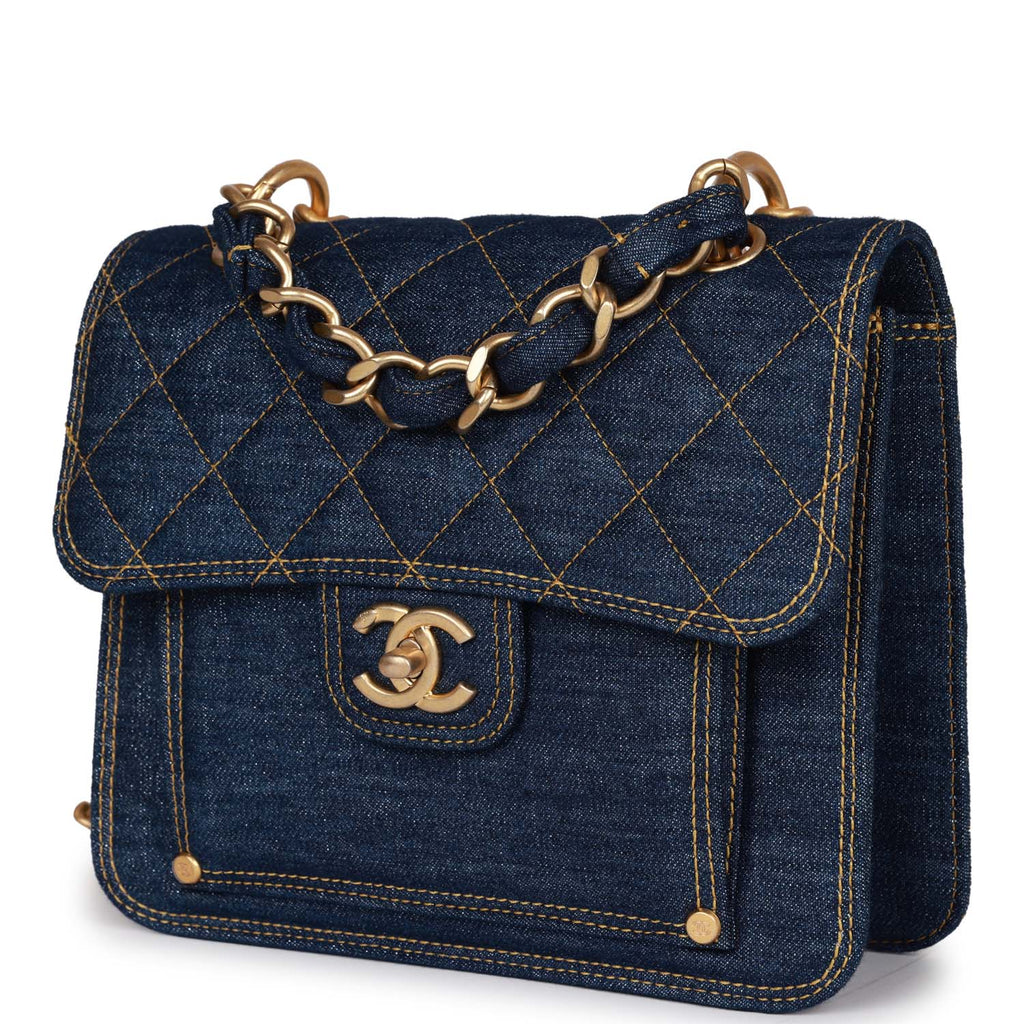 Chanel Blue Denim 19 Medium Flap Bag Gold Hardware, 2019 Available