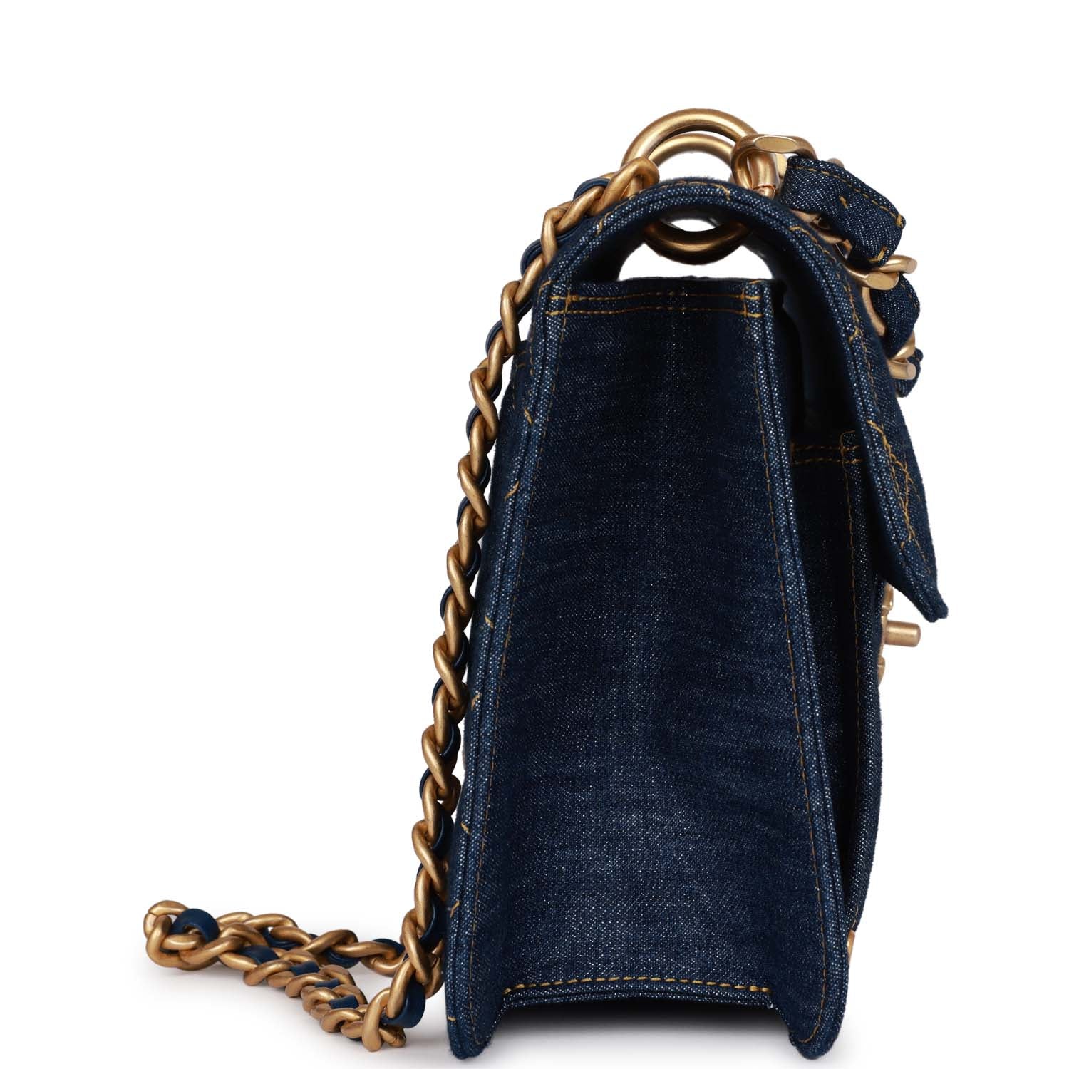 Chanel Square Flap Blue Denim Antique Gold Hardware – Madison Avenue ...