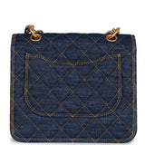 Chanel Square Flap Blue Denim Antique Gold Hardware