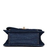 Chanel Square Flap Blue Denim Antique Gold Hardware