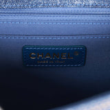 Chanel Square Flap Blue Denim Antique Gold Hardware