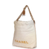 Chanel Mini 22 Bag Champagne Iridescent Calfskin Gold Hardware