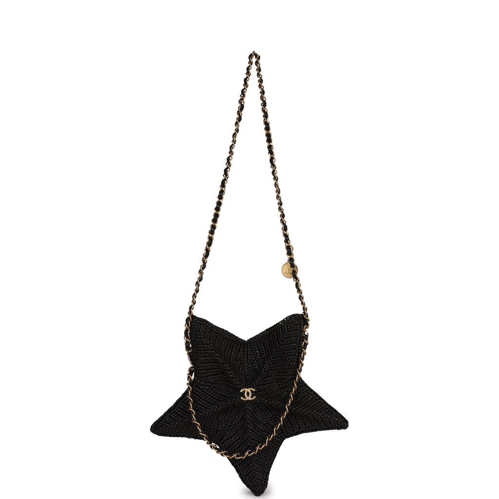 Chanel Star Coco Beach Bag Black Raffia Aged Gold Hardware in 2023