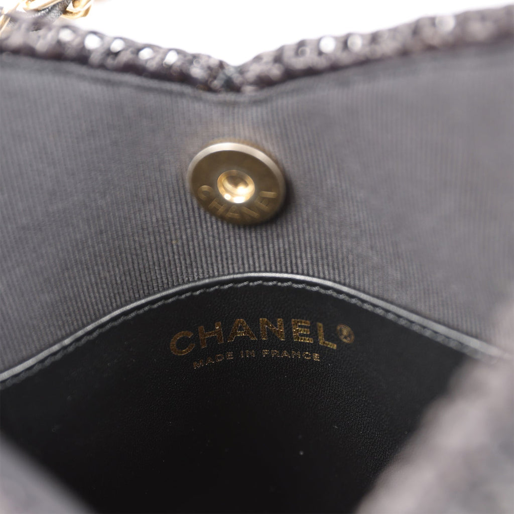 Chanel Grey Raffia Deauville Messenger Bag Chanel