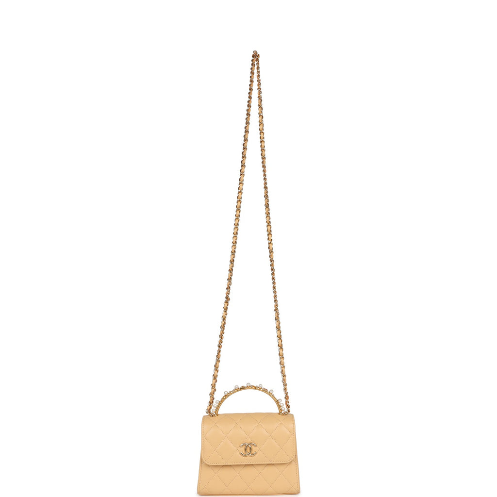 Chanel Clutch with Top Handle Beige Lambskin Antique Gold Hardware –  Madison Avenue Couture