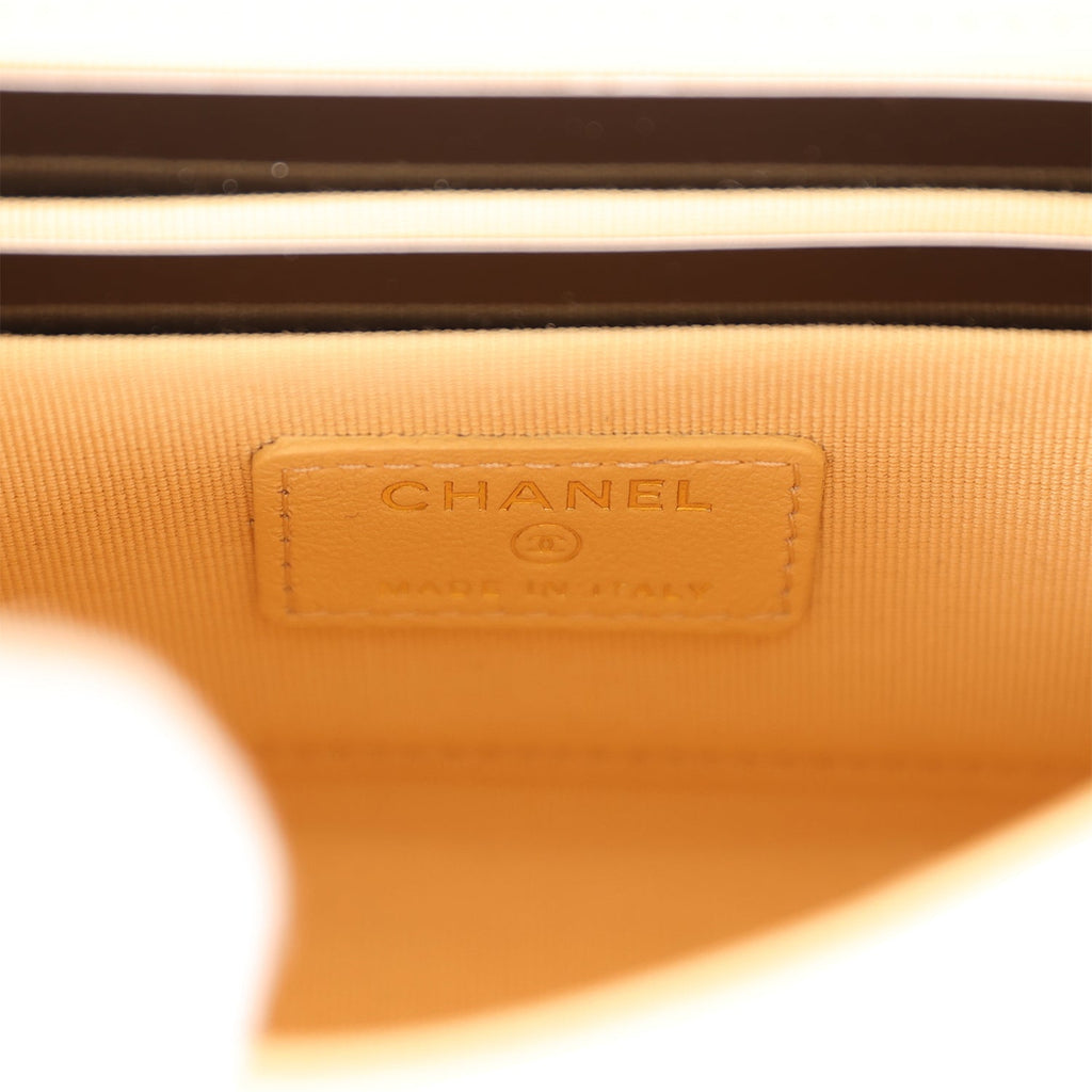 Chanel Clutch with Top Handle Beige Lambskin Antique Gold Hardware