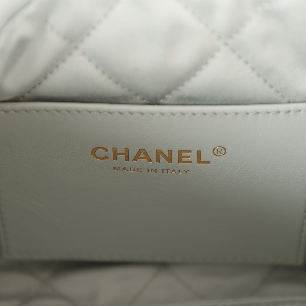 CHANEL Shiny Calfskin Quilted Mini Chanel 22 Light Blue | FASHIONPHILE
