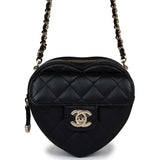 Chanel Chain Heart Clutch Black Lambskin Gold Hardware