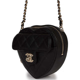 Chanel Chain Heart Clutch Black Lambskin Gold Hardware