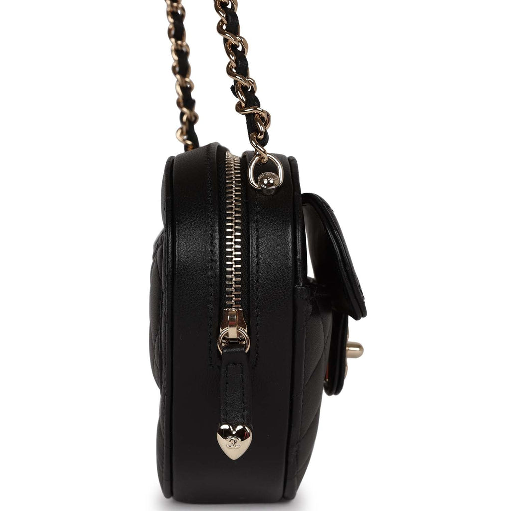 Authentic Chanel RECEIPT | 22S Small Heart Lambskin Crossbody Belt Bag  Black New