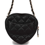 Chanel Chain Heart Clutch Black Lambskin Gold Hardware