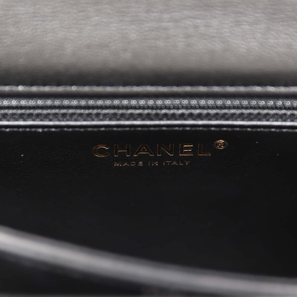 Chanel Accordion Pushlock Top Handle Flap Bag Black Patent Leather Aged  Gold Hardware