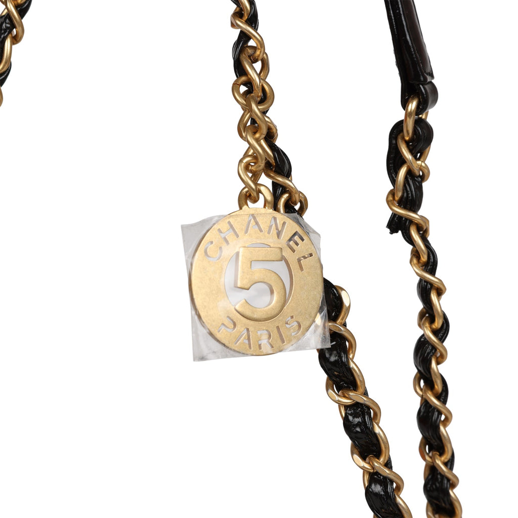 Chanel Small Hobo Bag CC Chain Black Calfskin Aged Gold Hardware