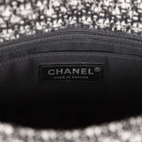 Pre-owned Chanel Medium Single Flap Black and White Tweed With Crystals Silver Hardware