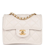 Chanel Mini Sweet Classic Flap White Caviar Aged Gold Hardware