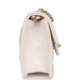 Chanel Mini Sweet Classic Flap White Caviar Aged Gold Hardware