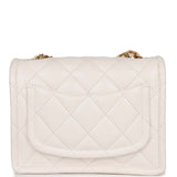 Chanel Mini Sweet Classic Flap White Caviar Aged Gold Hardware