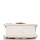 Chanel Mini Sweet Classic Flap White Caviar Aged Gold Hardware