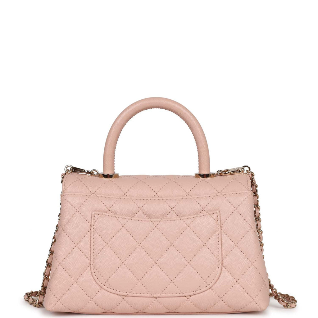 CHANEL Iridescent Caviar Quilted Mini Coco Handle Flap Pink 868625