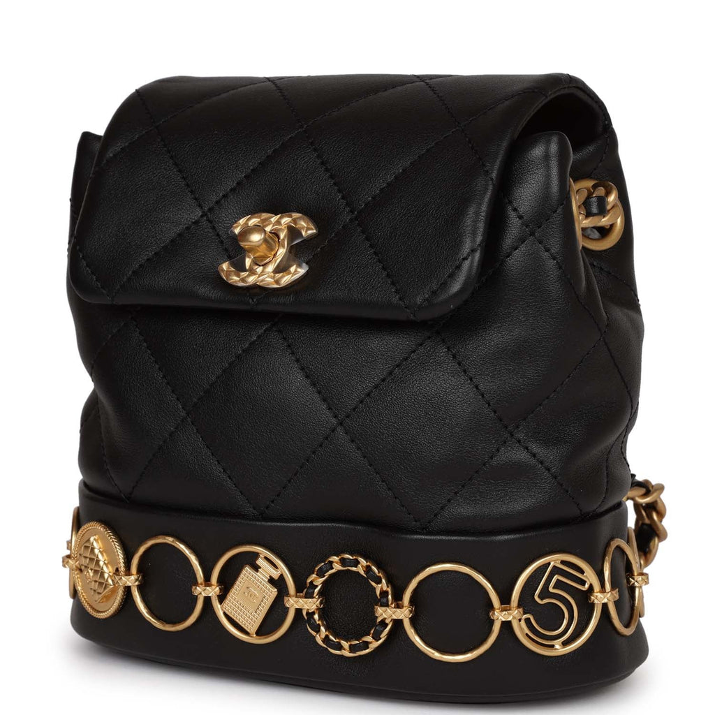 CHANEL Lambskin Quilted Chain Top Handle Flap Black 1181041