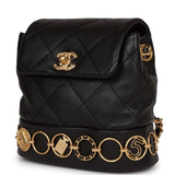 Chanel Small Charm Backpack Black Calfskin Aged Gold Hardware