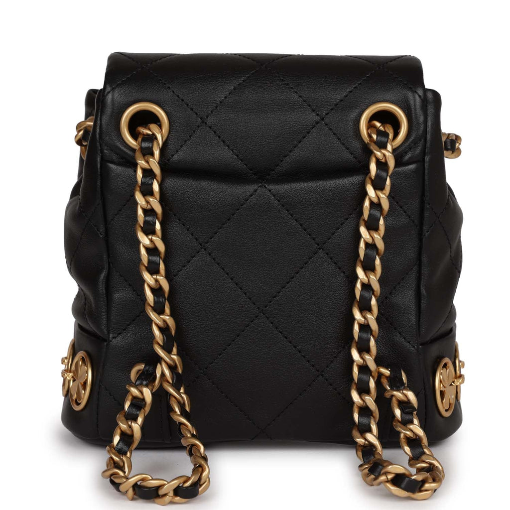 chanel vintage backpack mini Chanel Small Charm Backpack Black Calfskin Aged Gold Hardware