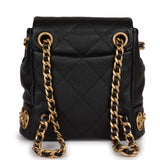 Chanel Small Charm Backpack Black Calfskin Aged Gold Hardware