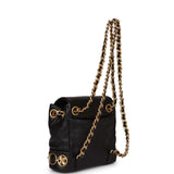 Chanel Small Charm Backpack Black Calfskin Aged Gold Hardware