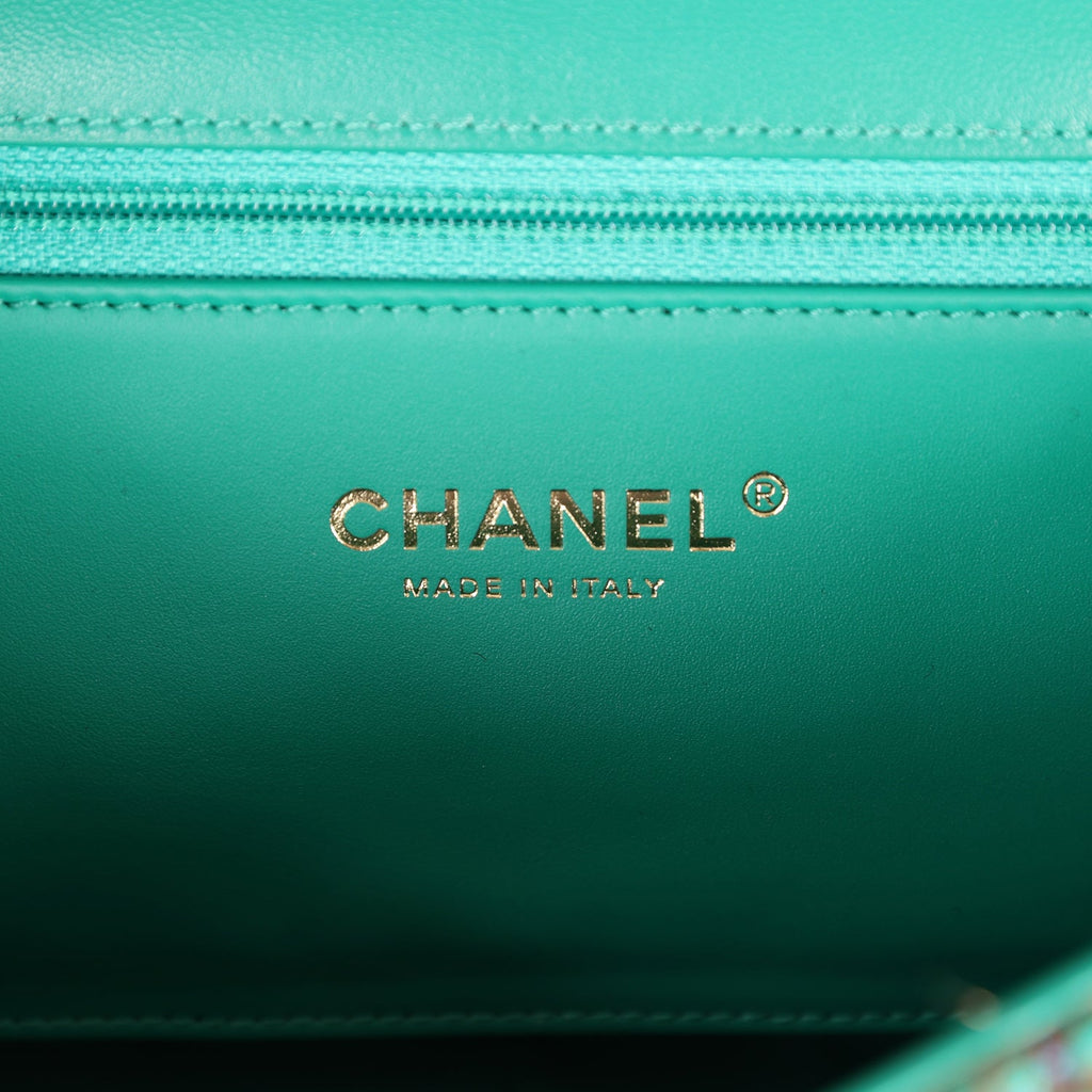 Chanel Mint Green Quilted Caviar Leather Medium Classic Double Flap Bag  Chanel