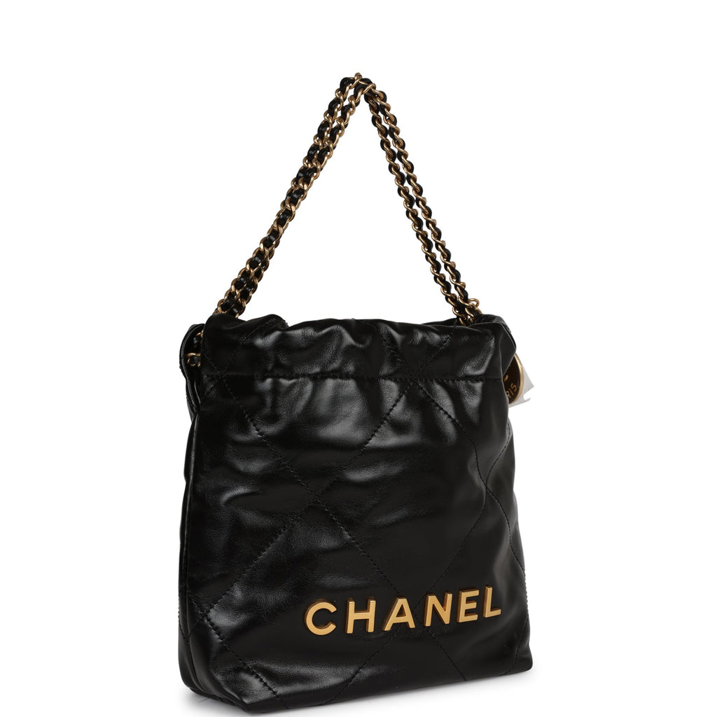 Chanel Mini 22 Bag Black Calfskin Gold Hardware