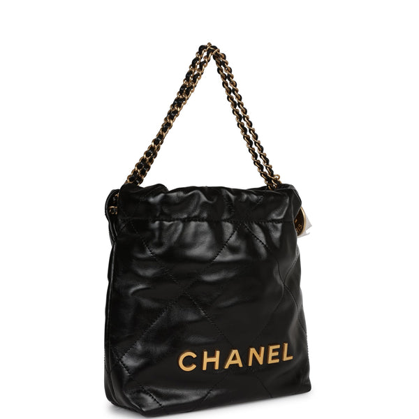 Chanel Mini 22 Bag Black Calfskin Gold Hardware – Madison Avenue Couture