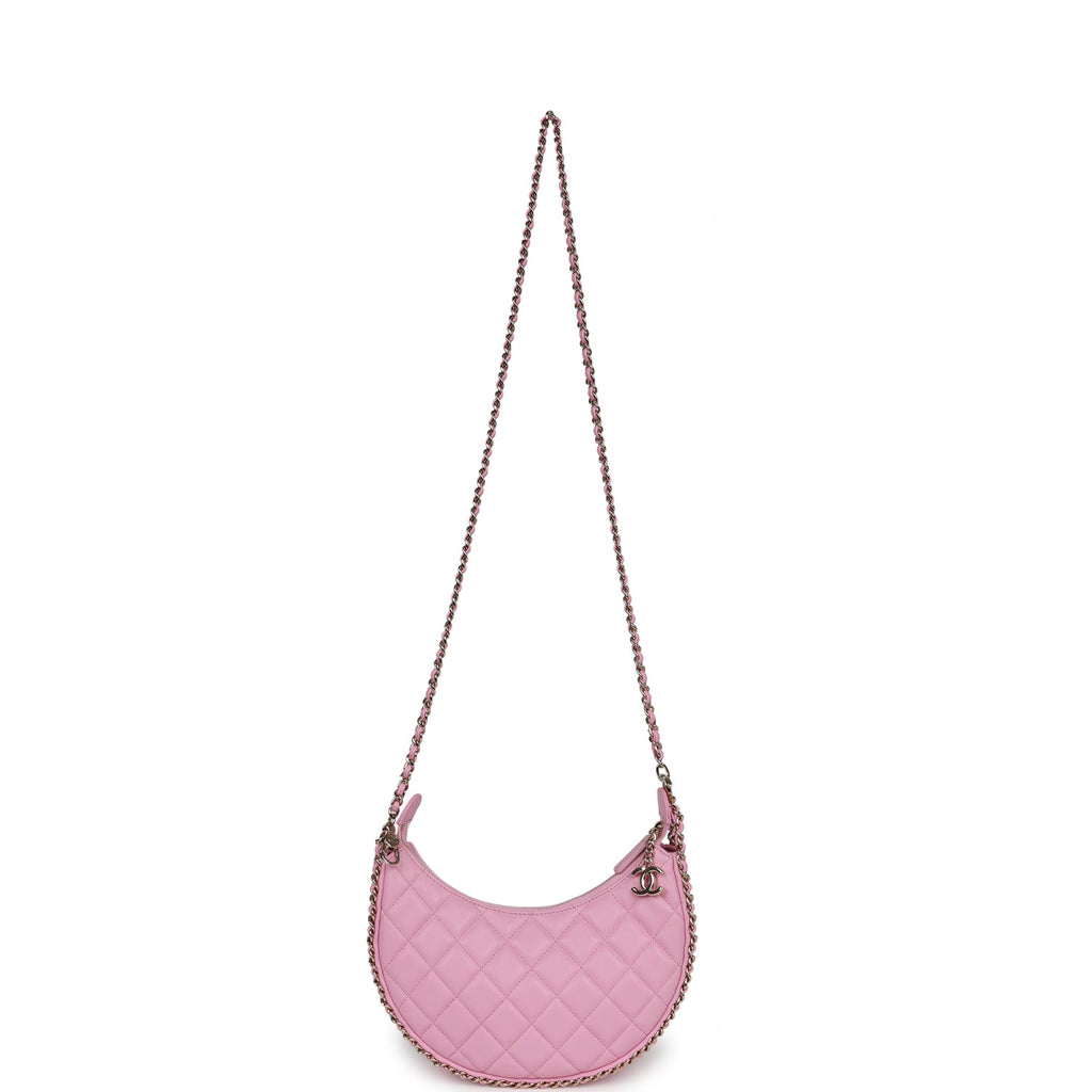 Chanel Lambskin Quilted Small Hobo Bag Pink