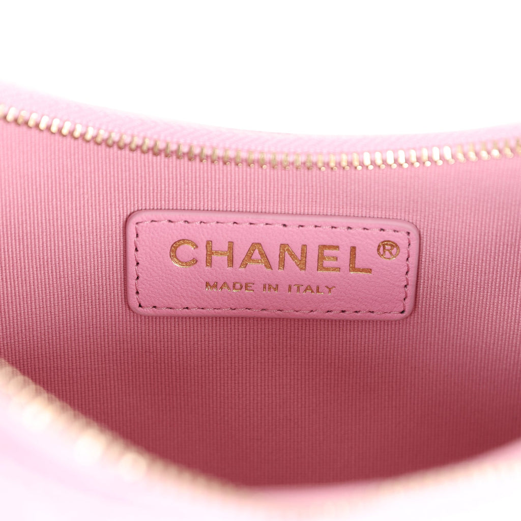 Chanel Small Hobo Bag, Pink Lambskin Leather, Gold Hardware, New