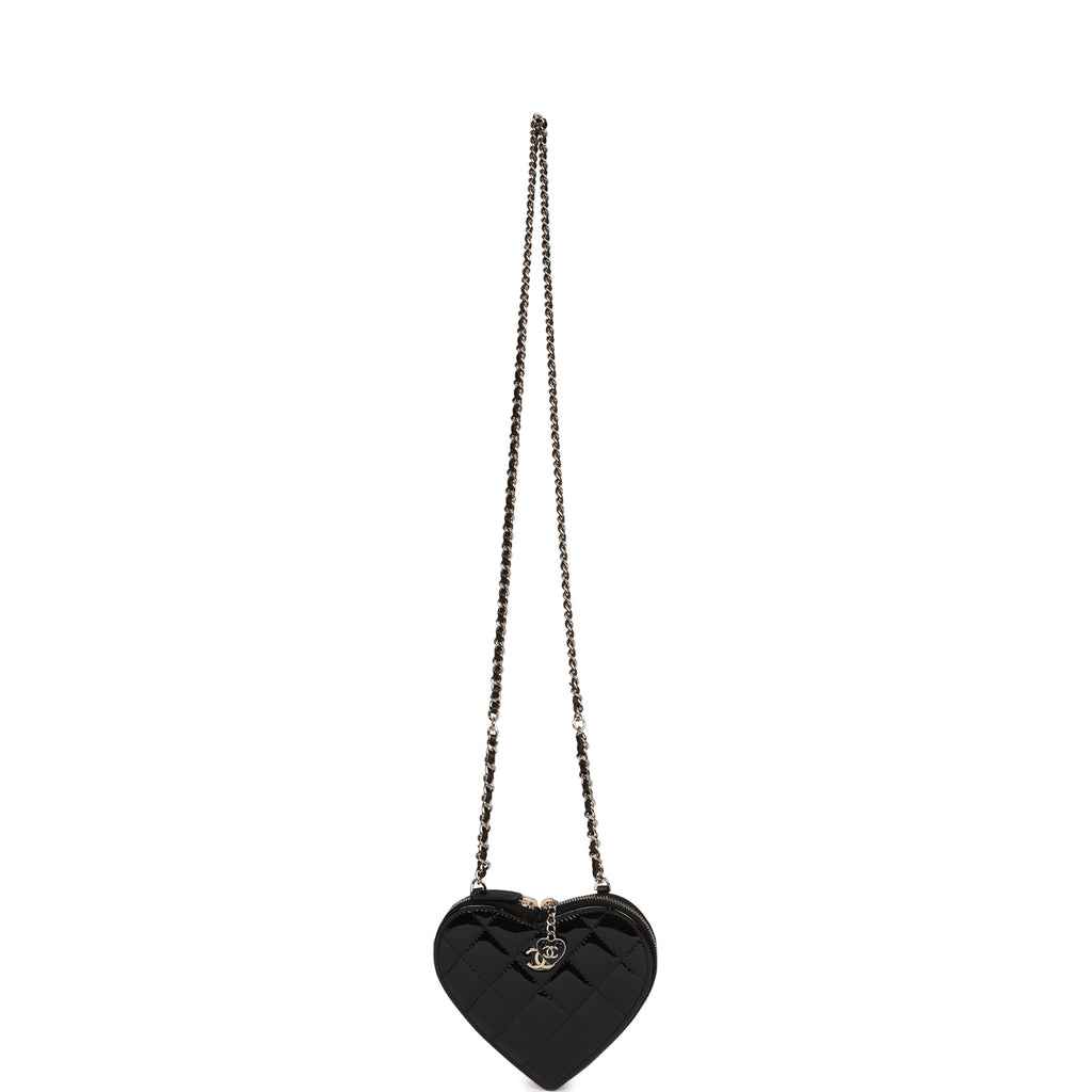 Chanel Hearts Chain Clutch Black and White Patent Calfskin Gold Hardwa –  Madison Avenue Couture