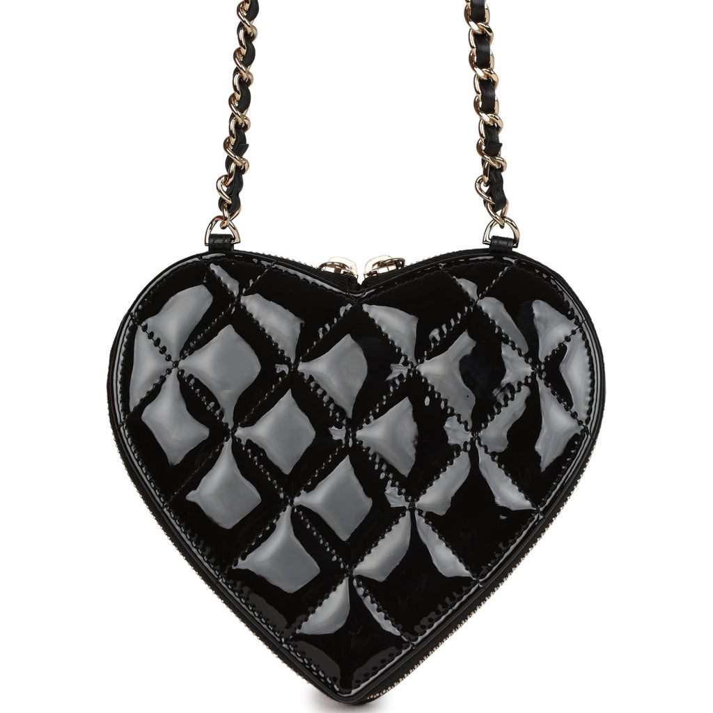 Chanel 23P Black 20cm Mini Flap Bag with adjustable heart chain