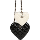 Chanel Hearts Chain Clutch Black and White Patent Calfskin Gold Hardware