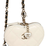 Chanel Hearts Chain Clutch Black and White Patent Calfskin Gold Hardware