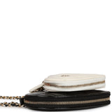 Chanel Hearts Chain Clutch Black and White Patent Calfskin Gold Hardware