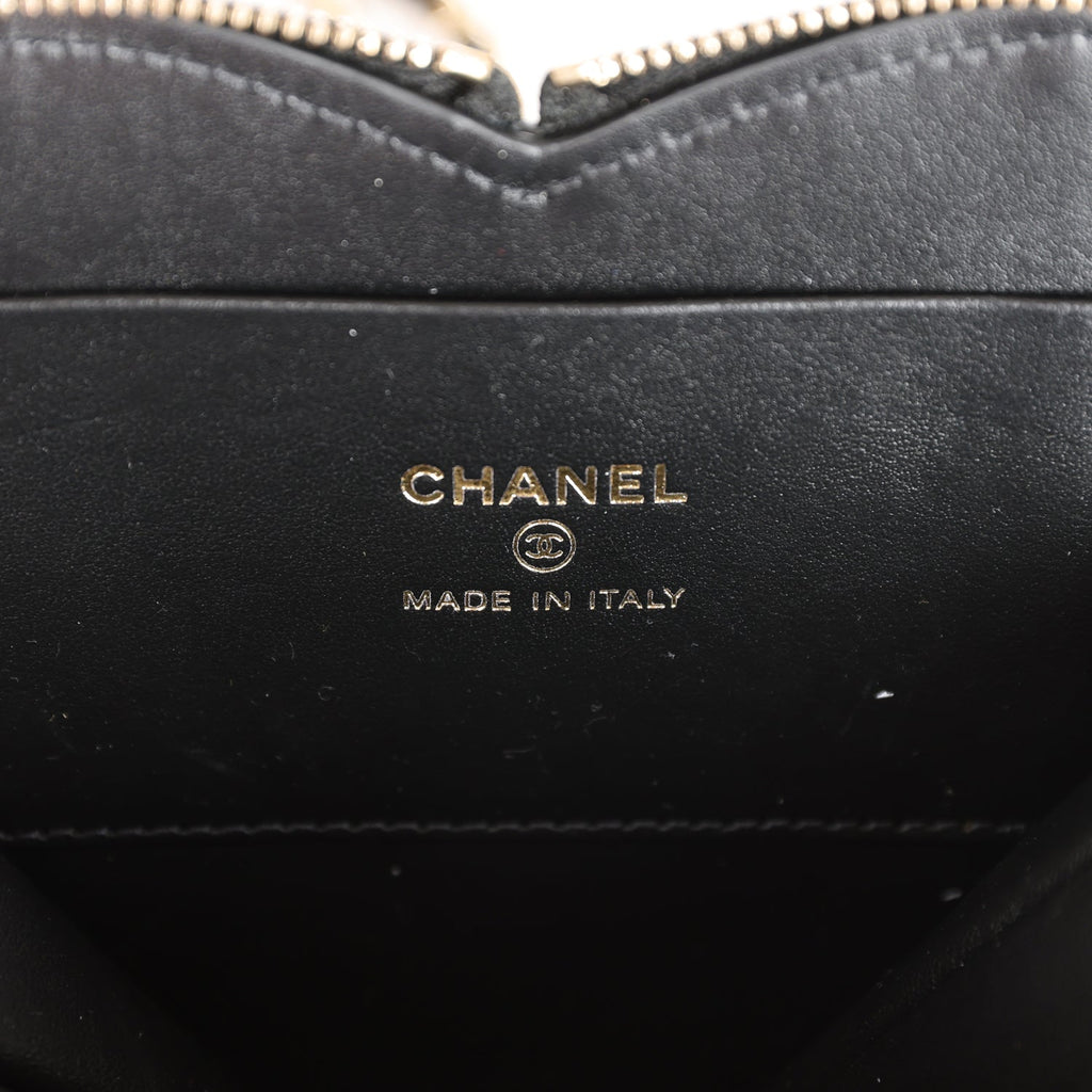 Chanel Hearts Chain Clutch Black and White Patent Calfskin Gold