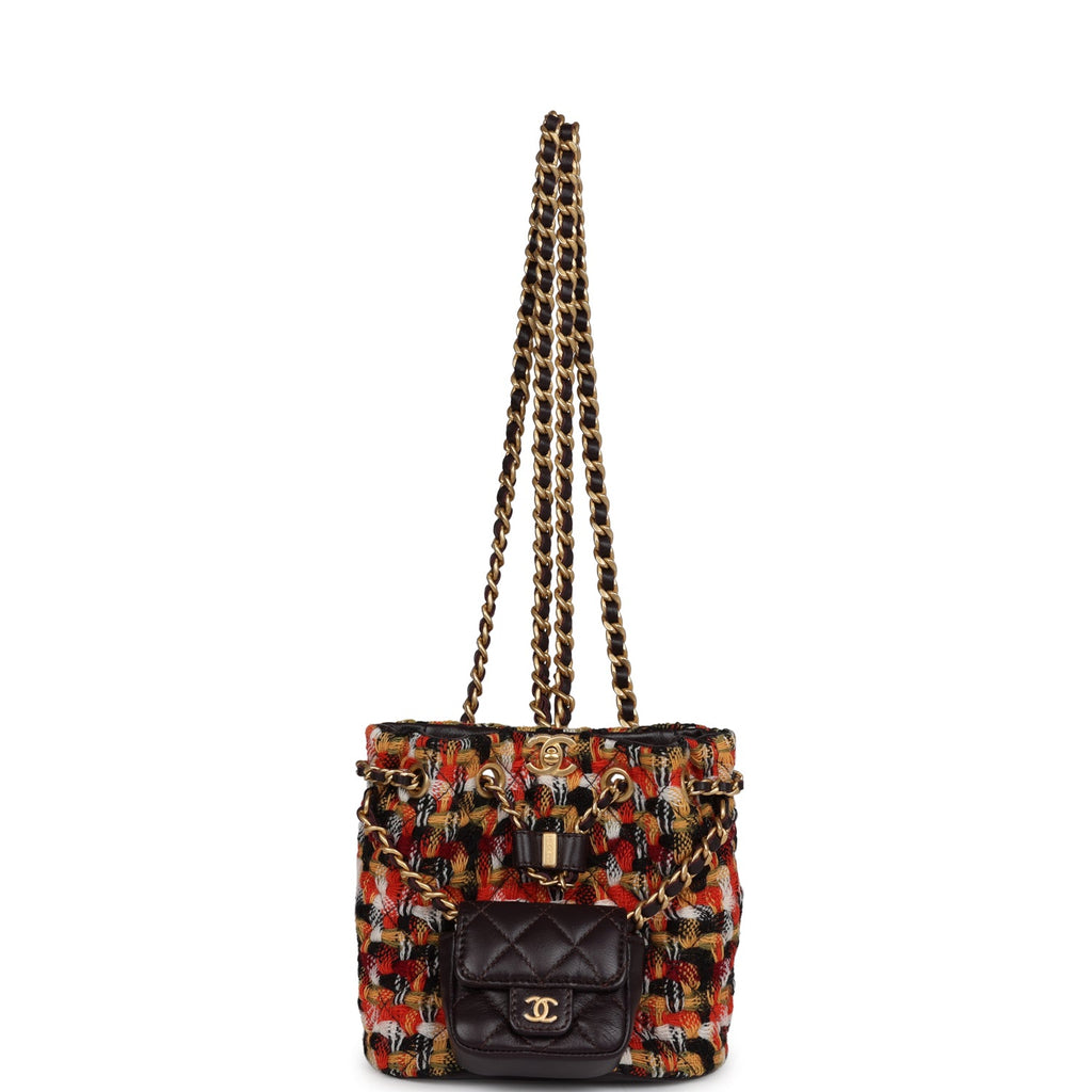 Chanel Vintage Black Lambskin Timeless CC Drawstring Backpack Gold