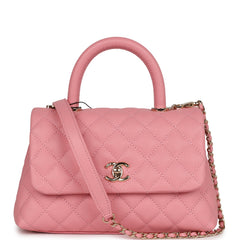 Chanel Small Coco Handle Dark Pink Caviar Light Gold Hardware